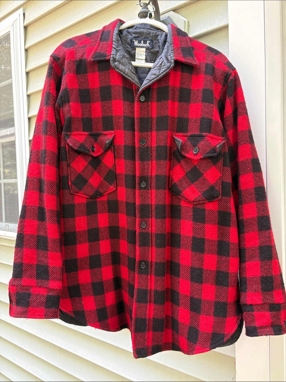 Vintage Woolrich Red and Black Buffalo Plaid Wool Field Shirt Jacket-Men’s Large
